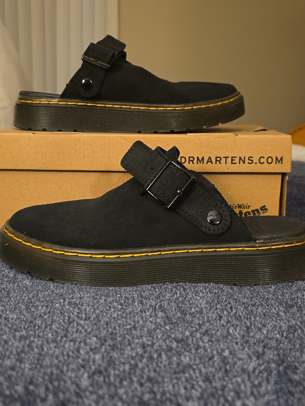 Dr. Martens Black Suede Carlson Black Suede Slingback Clogs